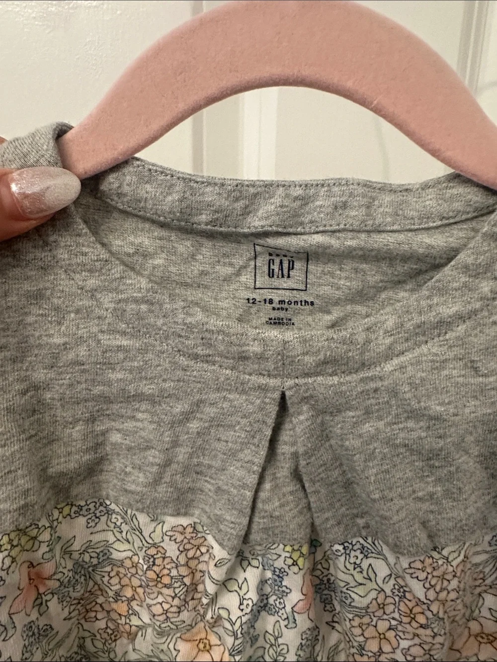 GAP Girls Heather Gray Top with Pastel Floral Skirt